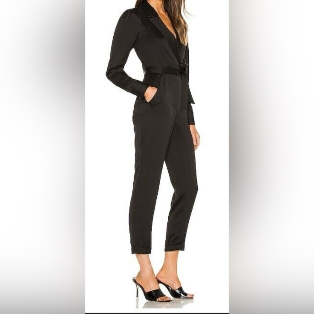 Marissa Webb Asher Satin Crepe Black Blazer Jumpsuit